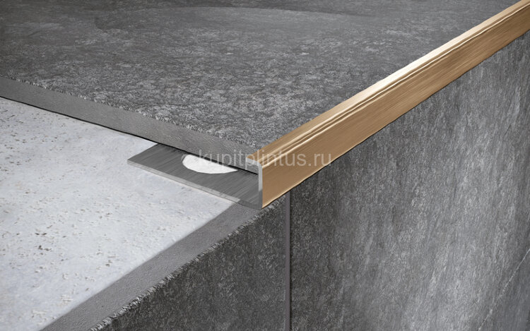 Заказать Стальной П-профиль окантовочный 10х5 мм FPL 10 GS золото сатинированное 2,7 м Заказать Стальной П-профиль окантовочный 10х5 мм FPL 10 GS золото сатинированное 2,7 м