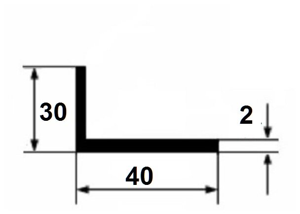 Заказать Алюминиевый уголок 30х40х2 мм 3 м 
