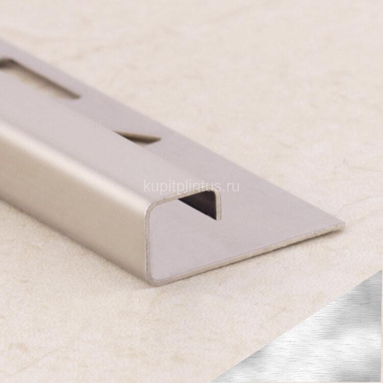 Заказать Профиль С-образный из нержавеющей стали 12 мм SB016-12H SGB серебро глянец браш 2,7 м Заказать Профиль С-образный из нержавеющей стали 12 мм SB016-12H SGB серебро глянец браш 2,7 м