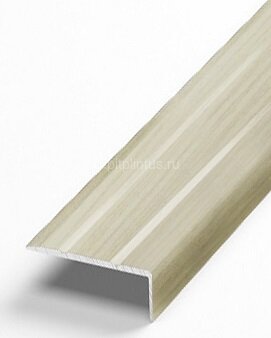 Заказать Порог угловой из алюминия Д1 КД Дуб жемчужный (декорированный) 2,7 м 