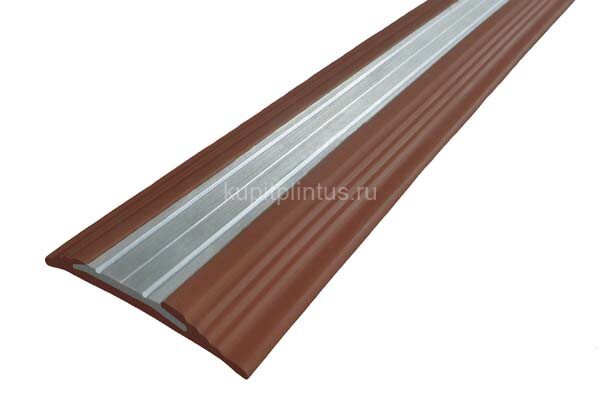 Заказать Профиль противоскользящий из термоэластопласта со вставкой из алюминия полоса NoSlipper 44,5х5,8 мм Алюминий-Коричневый 2,7 м Заказать Профиль противоскользящий из термоэластопласта со вставкой из алюминия полоса NoSlipper 44,5х5,8 мм Алюминий-Коричневый 2,7 м