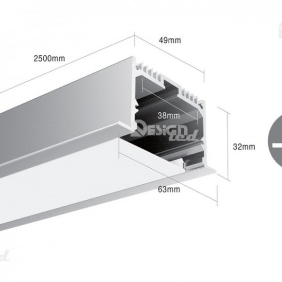 Заказать Профиль прямоугольный встраиваемый DesignLed LE6632 для светодиодной ленты 2,5 м 