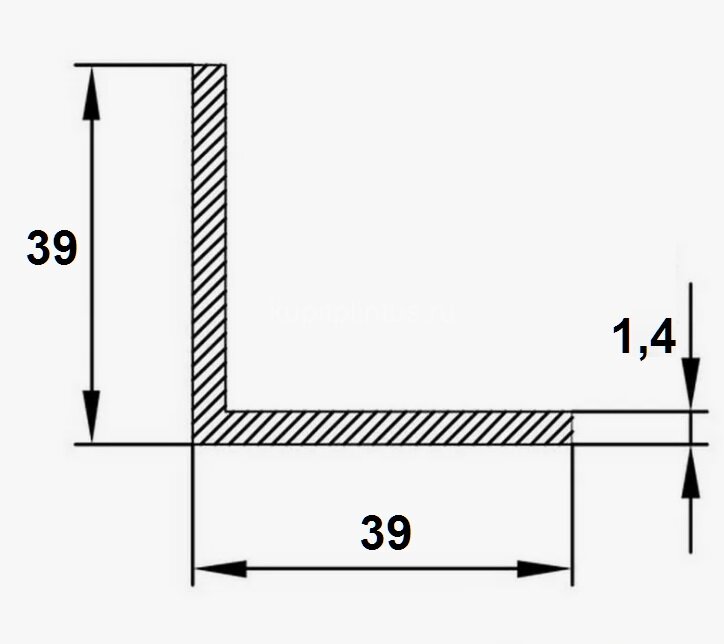 Заказать Алюминиевый уголок 39х39х1,4 мм 3 м Заказать Алюминиевый уголок 39х39х1,4 мм 3 м