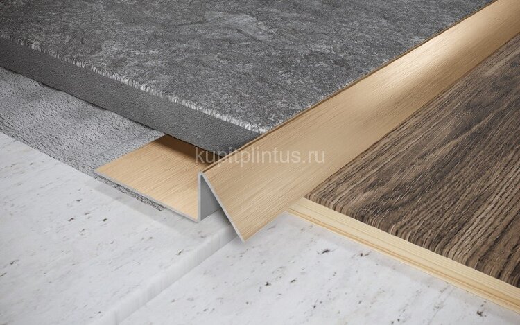 Заказать Стальной профиль закладной со скосом для плитки 12 мм FFS 12 GS золото сатинированное 2,7 м 