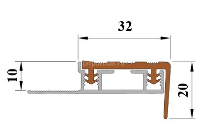 Заказать Противоскользящий угловой профиль под кафель 32х20 мм ALPB черно-желтый 2,7 м 
