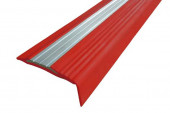Профиль угловой противоскользящий из термоэластопласта со вставкой из алюминия NoSlipper 49,4х18 мм Алюминий-Красный 2,7 м