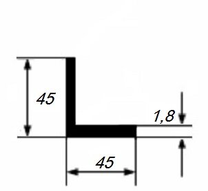 Заказать Уголок из алюминия 45х45х1,8 мм равносторонний 3 м 