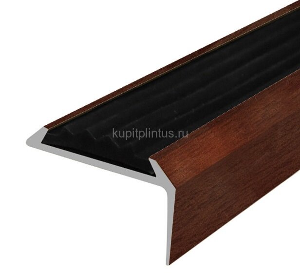 Заказать Порог угловой с черной резиновой вставкой Д01 КД Махагон 2,7 м 