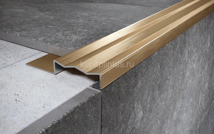 Заказать Стальной порог угловой закладной 35х8 мм FCGF 8 GM золото сатинированное 2,7 м 