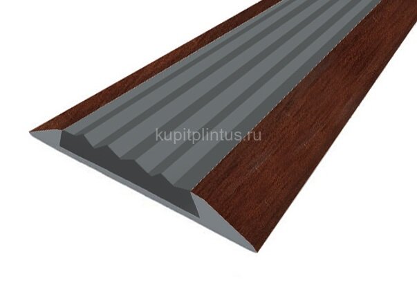 Заказать Порог противоскользящий с серой вставкой Д15 КД Махагон (декорированный) 2,7 м 
