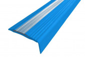 Профиль угловой противоскользящий из термоэластопласта со вставкой из алюминия NoSlipper 49,4х18 мм Алюминий-Синий 2,7 м