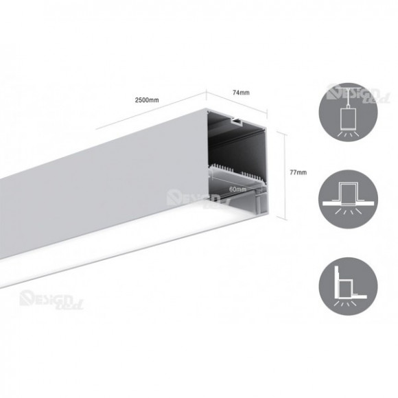 Заказать Профиль прямоугольный подвесной DesignLed LS7477 для светодиодной ленты 2,5 м 