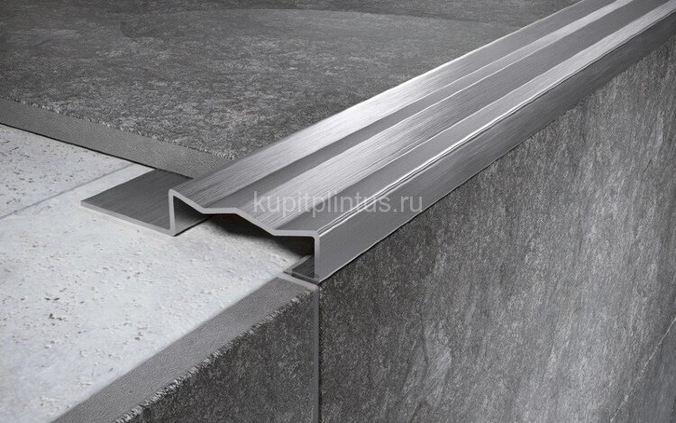 Заказать Стальной порог угловой закладной 35х8 мм FCGF 8 M сатинированная сталь 2,7 м 