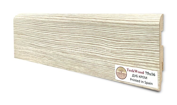 Заказать Напольный плинтус МДФ Teckwood цветной 75х16 Дуб Крем 2.15 м 