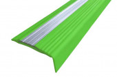 Профиль угловой противоскользящий из термоэластопласта со вставкой из алюминия NoSlipper 49,4х18 мм Алюминий-Зеленый 2,7 м