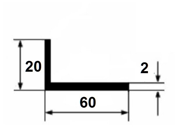 Заказать Алюминиевый уголок 20х60х2 мм анодированный серебро 3 м Заказать Алюминиевый уголок 20х60х2 мм анодированный серебро 3 м