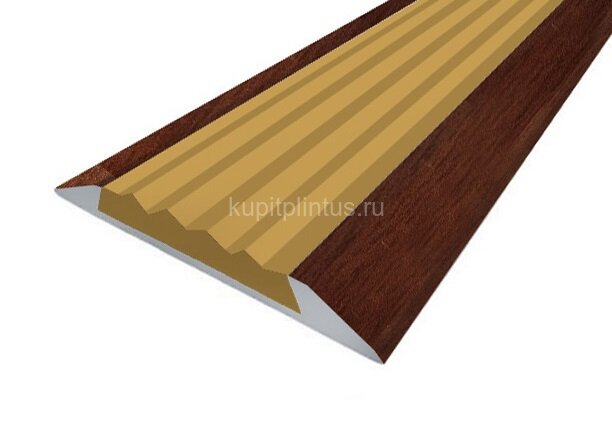 Заказать Порог противоскользящий с бежевой вставкой Д15 КД Махагон (декорированный) 2,7 м Заказать Порог противоскользящий с бежевой вставкой Д15 КД Махагон (декорированный) 2,7 м