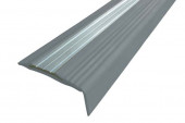Профиль угловой противоскользящий из термоэластопласта со вставкой из алюминия NoSlipper 49,4х18 мм Алюминий-Серый 2,7 м