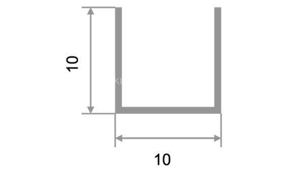 Заказать Профиль П-образный из алюминия П-10х10 серебро матовое 2,7 м 