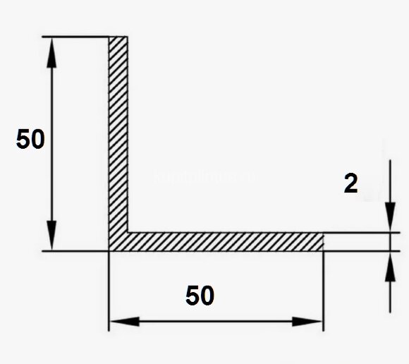 Заказать Алюминиевый уголок 50х50х2 мм анодированный серебро 3 м 