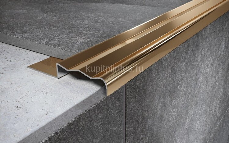 Заказать Стальной порог угловой закладной 35х8 мм FCGR 8 GP золото полированное 2,7 м 