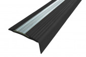 Профиль угловой противоскользящий из термоэластопласта со вставкой из алюминия NoSlipper 49,4х18 мм Алюминий-Черный 2,7 м