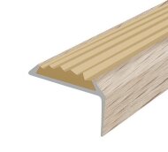 Порог угловой с бежевой резиновой вставкой Д01 КД Дуб беленый 2,7 м Порог угловой с бежевой резиновой вставкой Д01 КД Дуб беленый 2,7 м