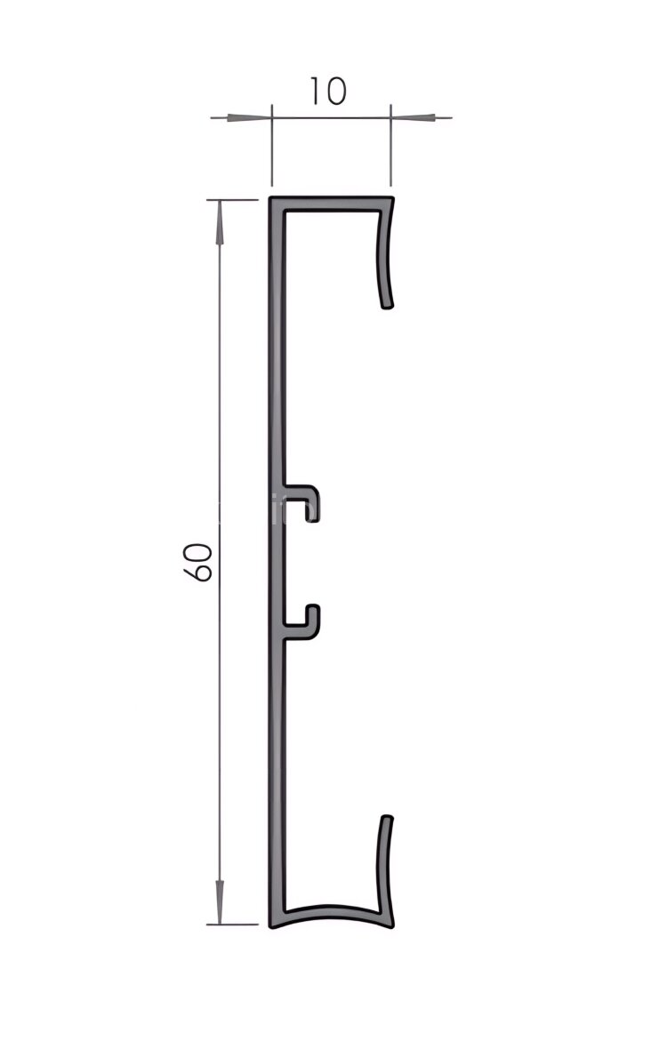 Заказать Накладной алюминиевый плинтус с кабель-каналом напольный 60 мм Мега-Трейд 9143 без покрытия 3 м 