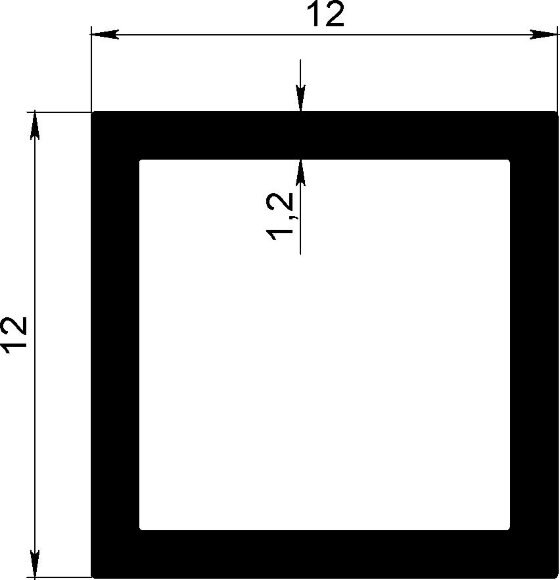 Заказать Алюминиевый бокс 12х12х1,2 мм анодированный серебро 3 м 