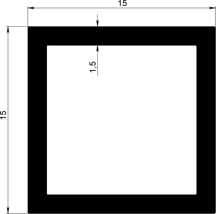 Заказать Алюминиевый бокс 15х15х1,5 мм анодированный серебро 3 м 