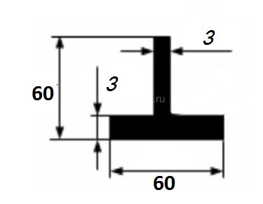 Заказать Тавр из алюминия 60х60х3 мм 3 м Заказать Тавр из алюминия 60х60х3 мм 3 м