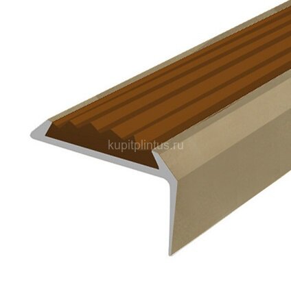 Заказать Порог угловой с коричневой резиновой вставкой Д01 Бронза РЕ 2,7 м Заказать Порог угловой с коричневой резиновой вставкой Д01 Бронза РЕ 2,7 м