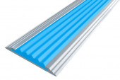Профиль алюминиевый противоскользящий полоса Стандарт 40 мм Алюминий-Голубой 2,7м