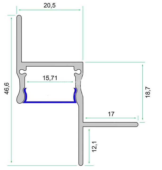 Заказать Потолочный плинтус алюминиевый с подсветкой H-1 LED 46х37 с экраном белый 3м 