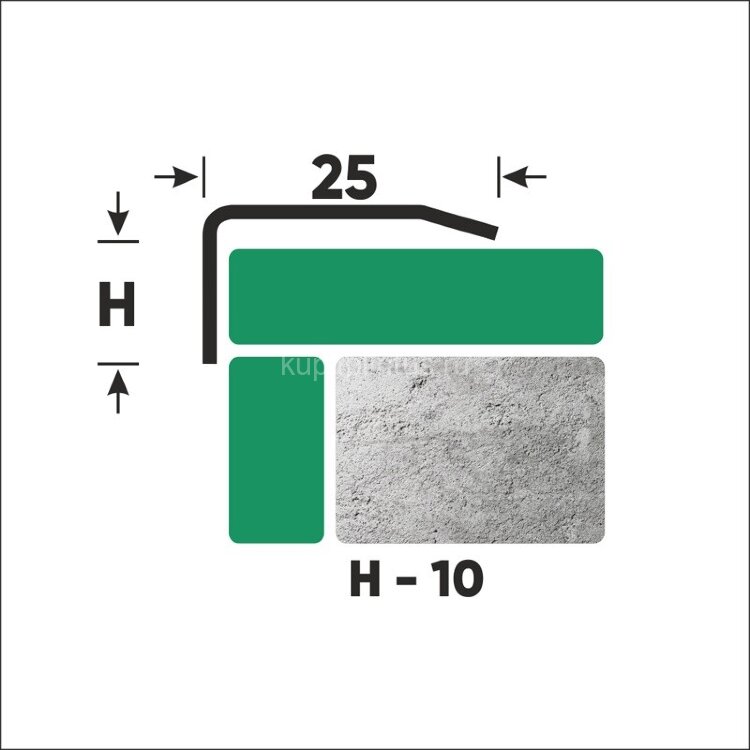 Заказать Стальной порог угловой 25x10 мм FC 10 M сатинированная сталь 2,7 м 