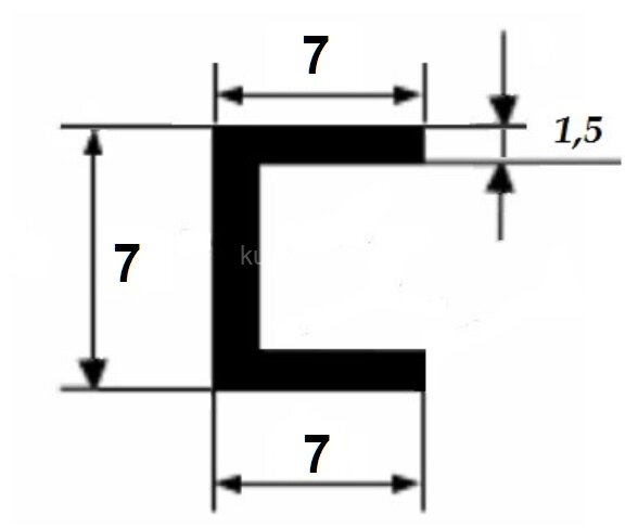 Заказать Алюминиевый швеллер 7х7х7х1,5 мм анодированный серебро 3 м Заказать Алюминиевый швеллер 7х7х7х1,5 мм анодированный серебро 3 м
