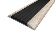 Порог противоскользящий с черной вставкой Д15 КД Дуб беленый (декорированный) 2,7 м