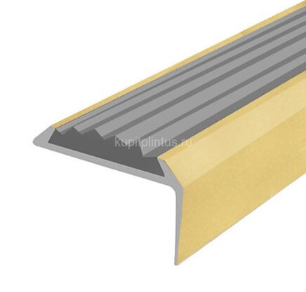 Заказать Порог угловой с серой резиновой вставкой Д01 Золото КЕ 2,7 м 
