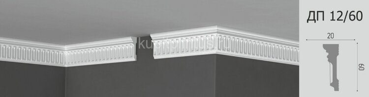 Заказать Потолочный плинтус 60х20 мм Де-Багет Декор ДП 12/60 белый 2 м 