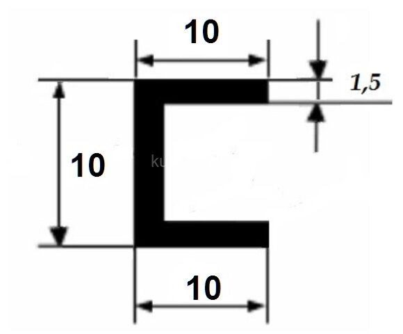 Заказать Алюминиевый швеллер 10х10х10х1,5 мм анодированный серебро 3 м Заказать Алюминиевый швеллер 10х10х10х1,5 мм анодированный серебро 3 м