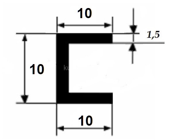 Заказать Алюминиевый швеллер 10х10х10х1,5 мм анодированный серебро 3 м Заказать Алюминиевый швеллер 10х10х10х1,5 мм анодированный серебро 3 м