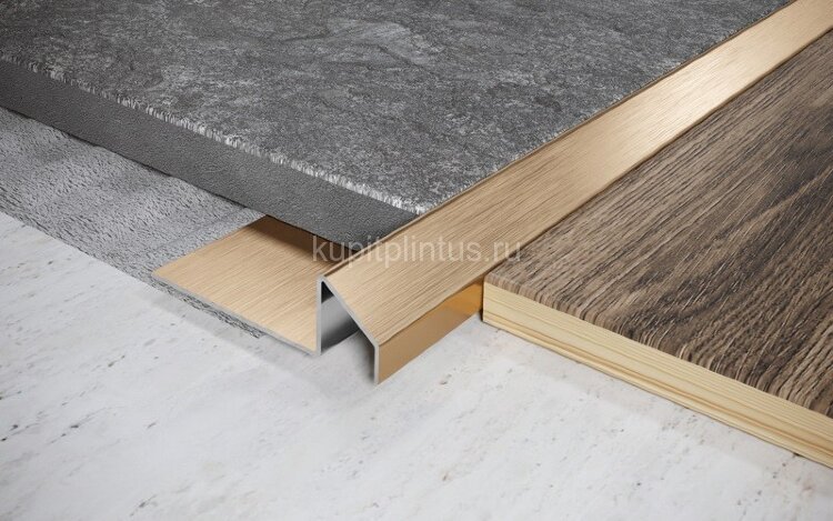 Заказать Стальной профиль закладной со скосом для плитки 15 мм FSF 15 GS золото сатинированное 2,7 м Заказать Стальной профиль закладной со скосом для плитки 15 мм FSF 15 GS золото сатинированное 2,7 м