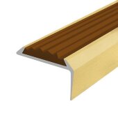 Порог угловой с коричневой резиновой вставкой Д01 Золото КЕ 2,7 м