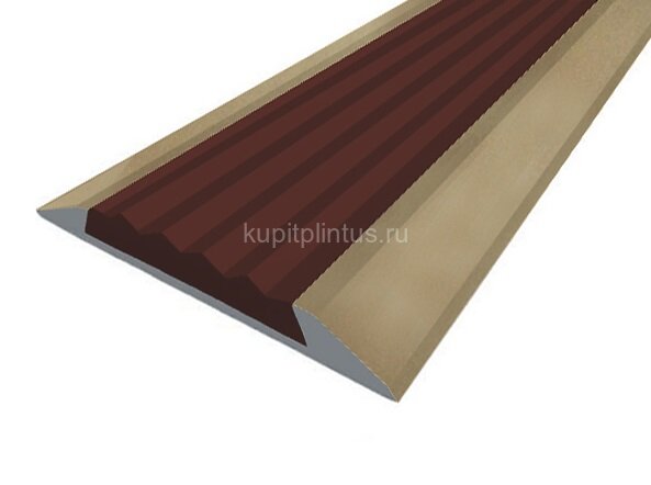 Заказать Порог противоскользящий с коричневой вставкой Д15 Бронза РЕ (анодированный) 2,7 м Заказать Порог противоскользящий с коричневой вставкой Д15 Бронза РЕ (анодированный) 2,7 м