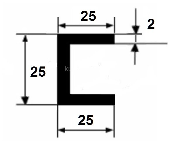 Заказать Алюминиевый швеллер 25х25х25х2 мм анодированный серебро 3 м Заказать Алюминиевый швеллер 25х25х25х2 мм анодированный серебро 3 м