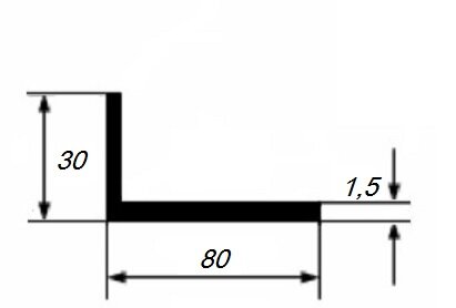 Заказать Уголок из алюминия 30х80х1,5 мм разносторонний 3 м Заказать Уголок из алюминия 30х80х1,5 мм разносторонний 3 м