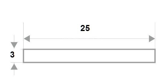 Заказать Алюминиевая полоса 25х3 мм анодированная серебро 3 м 