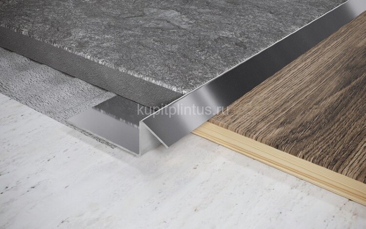 Заказать Стальной профиль закладной со скосом для плитки 15 мм FSG 15 P полированная сталь 2,7 м 