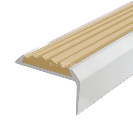 Заказать Порог угловой с бежевой резиновой вставкой Д01 Серебро НЕ 2,7 м Заказать Порог угловой с бежевой резиновой вставкой Д01 Серебро НЕ 2,7 м