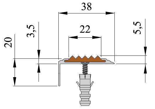 Заказать Профиль угловой алюминиевый противоскользящий со вставкой из термоэластопласта Стандарт 38х20 мм Алюминий-Белый 2,7м Заказать Профиль угловой алюминиевый противоскользящий со вставкой из термоэластопласта Стандарт 38х20 мм Алюминий-Белый 2,7м